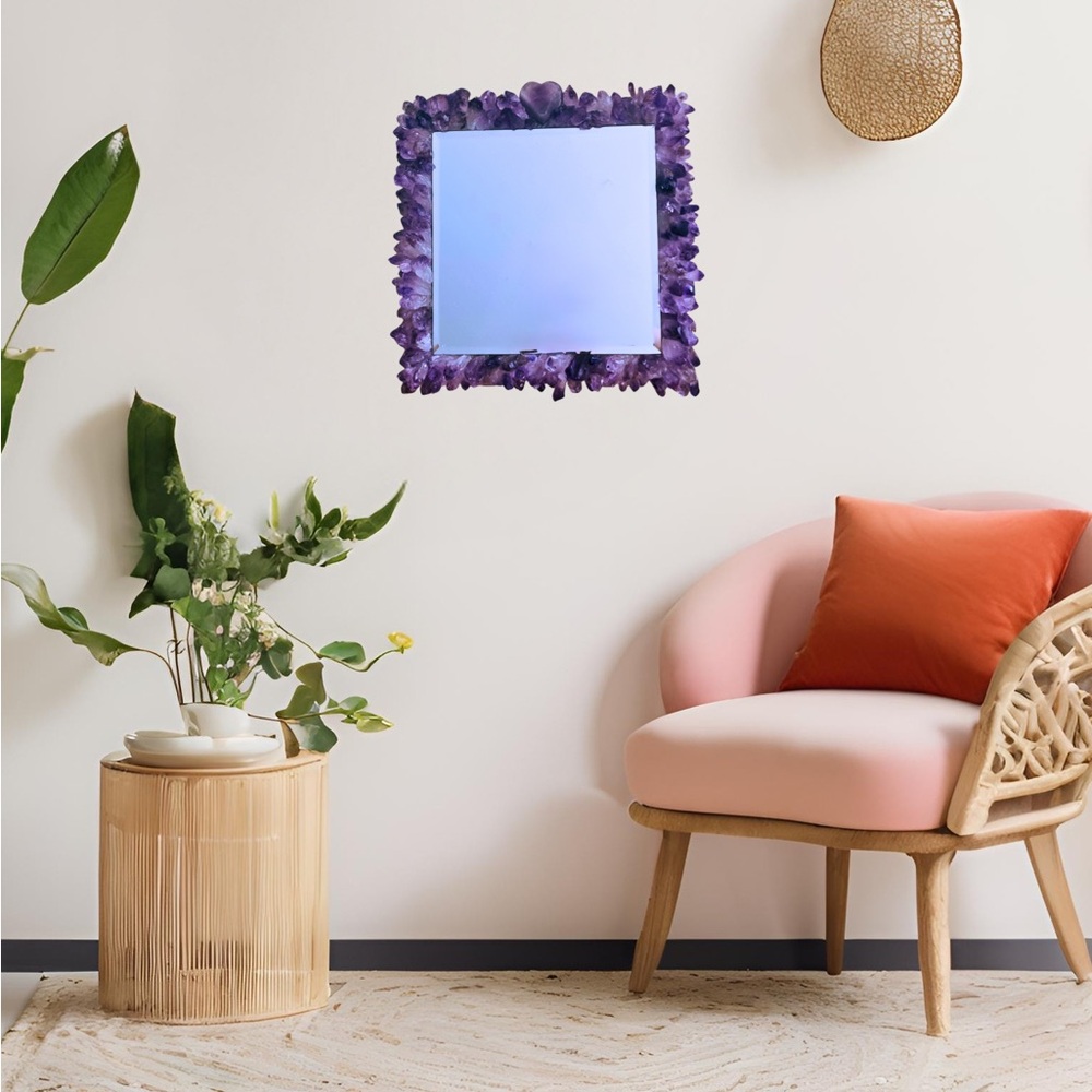 Raw Amethyst Crystal Mirror
